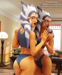 1girls 3d ahsoka_tano airress3d_(3d-modeller) alien alien_girl alien_humanoid ass blue_eyes bra clone_wars facial_markings female markings mirror orange_body orange_skin panties sports_bra star_wars tentacle_hair the_clone_wars:_season_seven thearti3d togruta underwear