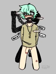 chain_leash collar consensual crying kimi_ga_shine leash male_only moaning no_pants pale-skinned_male pale_skin shin_tsukimi sou_hiyori tied_up toony turquoise_hair twink your_turn_to_die