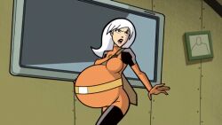 1girls belly big_belly big_breasts breasts drew_saturday edit female mature_female milf morphtothetop mother pregnant screenshot_edit skintight solo the_secret_saturdays white_hair