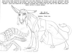 1boy 1futa animal_genitalia animal_penis arania armadillo_girdled_lizard asinus balls breasts carla_(tcitw) clothed clothed_feral clothing dipstick_ears donkey dress duo english_text equid equine equine_penis feral full-package_futanari futanari genitals girdled_lizard gynomorph herm hermaphrodite hooves intersex jack_(tcitw) lizard male mammal multi_genitalia multicolored_ears penis pussy reptile scalie tail tail_tuft text the_cabin_in_the_woods_(arania) transformation tuft