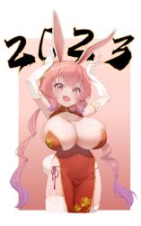 1girls 2020s big_breasts bunny_ears bunny_tail elbow_gloves female female_focus female_only gloves heiyu ilulu_(dragon_maid) light-skinned_female light_skin looking_at_viewer miss_kobayashi's_dragon_maid new_year red_eyes red_hair revealing_clothes twintails voluptuous voluptuous_female year_of_the_rabbit