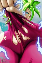 1girls anus ass bedroom_eyes big_ass blue_eyes bubble_butt clothing dragon_ball dragon_ball_super female female_only fusion green_hair half-closed_eyes huge_ass kefla legendary_super_saiyan looking_at_viewer looking_back novasayajingoku smile smug solo super_saiyan super_saiyan_2 thick_thighs torn_clothes torn_clothing universe_6/universe_7 universe_6_girls viewed_from_below wide_hips