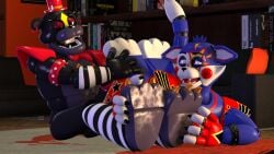 2boys 3d animatronic bear bodypaint domestic_cat five_nights_at_candy's five_nights_at_freddy's five_nights_at_freddy's:_security_breach foot_fetish foot_tickling glamrock_candy glamrock_lefty lefty male_only ursid