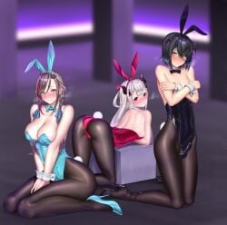 big_breasts blush bunny_ears bunnysuit femboy girly high_heels karasu_(jjwh2832) kurusu_natsume mashiro_(nijisanji) mashiro_meme naraka_(nijisanji) nijisanji otoko_no_ko otokonoko tomgirl trap virtual_youtuber