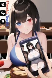 1girls ai_generated artist_self-insert cheating cheating_girlfriend cheating_wife cleavage drink emzie01 food funemily1 large_breasts looking_at_viewer nai_diffusion netorare ntr pov stable_diffusion table tagme watermark