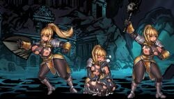 big_breasts blonde_hair blue_eyes crossover cum darkest_dungeon darkness_(konosuba) huge_breasts kono_subarashii_sekai_ni_shukufuku_wo! mace niur shield tentacle tentacle_sex