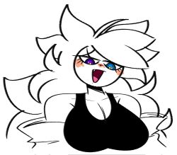 anthro big_breasts breasts breasts_bigger_than_head bugspresso cleavage cleavage_cutout cleavage_window different_eye_color eyes large_breasts lofiglade looking_down looking_down_at_breasts marblebit pixelsoda plum_(bugspresso) showing_breasts smolmarble