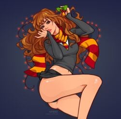 1girls athletic athletic_female big_breasts breasts busty christmas cleavage curvaceous curvy curvy_figure digital_drawing_(artwork) digital_media_(artwork) eyebrows eyelashes eyes female female_focus female_only fit fit_female hair harry_potter hermione_granger hips hourglass_figure legs light-skinned_female light_skin lips minko olena_minko slim slim_waist thick thick_legs thick_thighs thighs upper_body voluptuous waist wide_hips