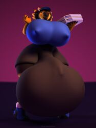 3d anthro anthroanim big_breasts big_bulge breasts bulge clothed clothing delivery_(commerce) detailed_bulge dragon erect_nipples food_delivery furry genital_outline gynomorph hi_res huge_bulge hyper hyper_bulge intersex milenth_drake nipples oversized_balls penis_outline pizza_delivery solo