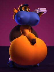 3d anthro anthroanim balls big_balls big_breasts bottomless breasts clothed clothing delivery_(commerce) dragon food_delivery futanari genitals hi_res huge_balls hyper hyper_balls hyper_genitalia intersex milenth_drake oversized_balls pizza_box pizza_delivery solo