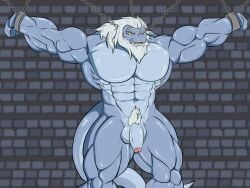 amphibia chains flaccid imprisoned king_andrias_leviathan male_focus male_only muscle newt nude prison smooth_skin solo_male zxeck