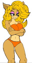 akatsukishiranui-fox alluring bandicoot big_breasts bikini blonde_hair cleavage crash_(series) female green_eyes legs pin_up posing sony_interactive_entertainment tawna_bandicoot