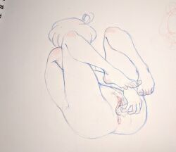 1girls 2018 anus ass dildo dork_(skk) female_masturbation masturbating masturbation pussy sex_toy skk solo_female traditional_media_(artwork) vaginal_insertion