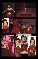 2girls anal anal_masturbation anal_sex avatar_the_last_airbender azula clothed_masturbation clothing comic dildo dildo_sitting female female_only hair_ornament heart human large_breasts masturbation multiple_girls princess robe sex_toy shadowmist tied_hair ty_lee