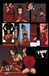 2girls anal anal_masturbation anal_sex avatar_the_last_airbender azula clothing comic dildo dildo_bulge dildo_sitting dildo_under_clothes dildo_under_dress female female_only hair_ornament heart human large_breasts masturbation multiple_girls part_1 princess robe sex_toy shadowmist tied_hair ty_lee