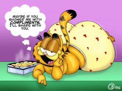 anthro ass ass_cleavage big_ass big_butt breathotter bubble_ass bubble_butt butt_crack front_view garfield_(series) garfield_the_cat laying_down looking_at_viewer male_only text