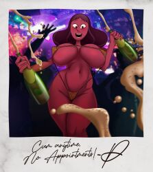 1girls 2020s 2023 big_breasts bikini cartoon_network champagne champagne_bottle dark-skinned_female dark_skin female female_only huge_breasts incogneato micro_bikini milf mother new_year photo polaroid_photo priyanka_maheswaran sling_bikini solo steven_universe voluptuous voluptuous_female white_background