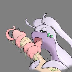 anthro bodily_fluids disembodied_penis duo erection eyelashes fellatio female generation_6_pokemon genitals goodra half-closed_eyes hi_res humanoid_genitalia humanoid_penis interspecies long_tongue looking_at_viewer male male/female narrowed_eyes nintendo open_mouth oral partial_male penile penis pokémon_(species) pokemon pokemon_(species) pokephilia saliva saliva_on_penis sex silverfox057 simple_background solo_focus tongue tongue_out tonguejob