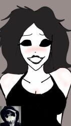 1boy 1boy1girl 1girls 9:16 animated big_ass black_eyes black_hair blushing creepypasta cum cum_in_pussy dario_loco_ jane_the_killer jeff_the_killer long_hair long_video longer_than_one_minute medium_breasts no_panties no_pants pale_skin partial_male penetration pov sound spanish_text tagme tank_top top_only vertical_video video white_mask