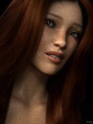 female freckles mbirdcz orange_hair solo