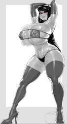 1girls animated arms_up big_breasts biting_lip black_hair breasts choker eyepatch_bikini full_body high_heels hips huge_breasts krekk0v large_breasts looking_at_viewer loop losloslos_(lx3) monochrome no_sound phalia red_eyes shiny_skin shorter_than_10_seconds shorter_than_30_seconds solo solo_female standing succubus succubus_horns sweat vertical_video video