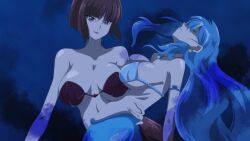 big_breasts blue_eyes blue_hair breasts hanon_hosho houshou_hanon long_hair mermaid mermaid_girl mermaid_melody_pichi_pichi_pitch mermaid_position mermaid_tail mermaid_transformation seashell_bra starfish