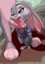 1boy 1girls 2017 3_toes 4_fingers 5:7 blurry_background bodily_fluids bugs_bunny clothed_female_nude_male clothing crossover disney e621 female female_focus furaffinity genitals imminent_oral inkbunny judy_hopps large_breasts larger_male licking licking_penis looney_tunes male narrowed_eyes oral_sex police police_officer police_uniform policewoman purple_eyes purple_eyes_female rabbit rabbit_boy rabbit_ears rabbit_girl rabbit_humanoid saransaran size_difference tumblr unseen_male_face zootopia