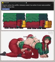 2girls anthro ass bending_over big_butt blush butt_sniffing closed_eyes clothing face_in_ass female fingerless_gloves forgo green_hair groping_ass hoodie microsoft minecraft mob_vote mojang multiple_girls musk musk_clouds official_art pixel_art sniffer sniffing sniffing_ass steam steaming_body sweat sweater sweaty thick_thighs thighs video_games what yellow_lipstick yoga_pants