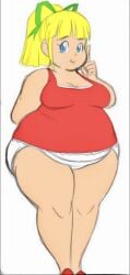 axel-rosered big_ass big_belly blonde_hair color_edit cropped_image fat_ass mega_man mega_man(classic) no_pants no_skirt overweight overweight_female roll small_clothes