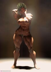 1girls 2022 3d black_hair black_pubic_hair dark-skinned_female dark_skin extreme_muscles female female_only huge_breasts muscular muscular_female necrophage nude nude_female pubic_hair solo solo_female standing