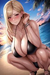 2023 ai_generated ai_love_higokko big_breasts bikini blonde_hair curvy_figure evening female_focus female_only high_resolution holaraai kitagawa_marin long_hair looking_at_viewer mommy sono_bisque_doll_wa_koi_wo_suru stable_diffusion voluptuous_female