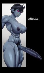 1futa abs areolae balls big_ass big_balls black_hair black_pubic_hair black_sclera blue-skinned_futanari blue_skin breasts demon demon_futa futa_only futanari grey-skinned_futanari grey_body grey_skin grin horned_humanoid horns huge_balls huge_cock humanoid humanoid_penis knees_up long_penis looking_at_viewer muscular muscular_futanari muscular_thighs nipples nude nude_futanari onxel penis pink_eyes pinup pointy_ears pubic_hair self_upload semi-erect sharp_teeth short_hair sleep_paralysis_demon smile solo solo_futa standing thick_thighs veiny_penis