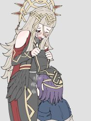 2girls bangs clothes_lift cunnilingus cunnilingus_through_clothes female female_only fire_emblem fire_emblem_heroes grey_hair heavy_breathing hyperkiara69 kiran_(fire_emblem) kiran_(fire_emblem)_(female) lifted_by_self long_hair multiple_girls nintendo open_mouth pants pelvic_curtain pelvic_curtain_lift purple_hair sex tongue tongue_out veronica_(fire_emblem) very_long_hair yuri