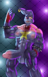 10:16 5_fingers abs anthro balls biceps big_muscles black_bracelet black_eyebrows black_nose black_spiked_bracelet blue_balls blue_body blue_penis bow_tie bracelet clothing ear_piercing ear_ring erection eyebrows fingerless_gloves fingers five_nights_at_freddy's five_nights_at_freddy's:_security_breach genitals glamrock_bonnie_(fnaf) gloves hand_on_hip handwear hi_res jewelry lagomorph leporid long_ears male male_only mammal multicolored_body muscular muscular_anthro muscular_male ninedlc99 nipples open_mouth penis piercing pink_nipples rabbit red_bow_tie red_bowtie red_clothing red_eyes red_gloves red_handwear ring_piercing scottgames simple_background solo solo_focus spiked_bracelet spikes star_on_body teeth two_tone_body yellow_ear_ring yellow_piercing yellow_star_symbol