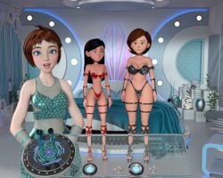 3d 3d_(artwork) 3girls bikini daz3d daz_studio disney elastigirl female female_only futuristic helen_parr high_heels legs milf mind_break mind_control mother_and_daughter multiple_girls pin3d pixiv platform_heels smooth_skin the_incredibles violet_parr