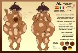 al_(bepinips) anthro bepinips big_breasts brown_body brown_eyes brown_hair fat huge_ass model_sheet