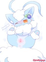 3:4 altaria anus blue_body blue_fur blush digital_drawing_(artwork) digital_media_(artwork) female feral fluffy fluffy_tail fur fur_collar generation_1_pokemon generation_3_pokemon genitals hi_res hybrid_pokemon inner_ear_fluff lying nakimayo nintendo on_back pawpads paws pink_pussy pokémon_(species) pokemon pokemon_(species) pussy smile solo solo_focus spread_pussy spreading tail tongue tongue_out tuft vulpix yellow_eyes