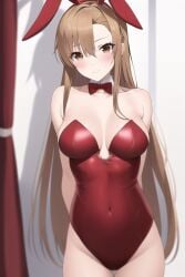 1girls ai_generated alluring auburn_hair breasts brown_eyes cleavage female nightcore_(artist) playboy_bunny_costume sword_art_online yuuki_asuna