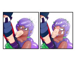 1girls big_breasts brawl_stars doomedraw edgar_(brawl_stars) female oral purple_hair rosa_(brawl_stars) tagme