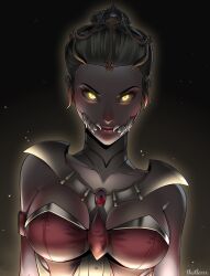 2d big_breasts black_hair breasts edenian female female_only mileena mortal_kombat mortal_kombat_x sharp_teeth solo solo_female solo_focus tarkatan teeth thotlerrr treartz vampire vampire_girl yellow_eyes