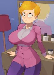 1girls barleyshake big_breasts blonde_hair milf mrs._stevens purple_clothing south_park