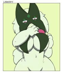 1girls anthro big_ass big_breasts big_butt breasts catgirl female fur furry generation_9_pokemon green_body looking_down mask meowscarada pokémon_(species) pokemon pokemon_(species) pokemon_sv sole thick_ass thick_thighs