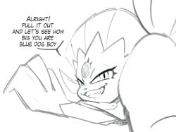 anthro darkluxia horny imminent_sex male/female pokémon_(species) pokemon pokephilia sherlunsfw sketch smug smug_grin text uncolored weavile white_background