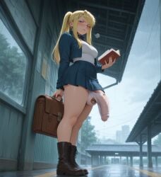 ai_art ai_generated annoyed annoyed_expression balls ballsack bear_panties bear_print blonde_hair blue_eyes blush blushing blushing_at_viewer book bulge bulge_in_panties bulge_through_clothing bulge_under_clothes busty civitai cock curvy curvy_figure dickgirl dickgirl_focus disgusted disgusted_look from_below full_body fullmetal_alchemist fullmetal_alchemist_brotherhood fully_clothed futa_focus futanari heavy_blush hi_res high_quality high_resolution highres holding holding_object huge_bulge huge_cock huge_penis long_hair looking_at_viewer low-angle_view panties panties_bulge patreon penis penis_bulge ponytail reading self_upload sidelocks skirt solo solo_focus stable_diffusion standing tank_top uncensored upscaled white_tank_top winry_rockbell yuckle
