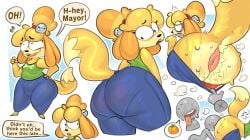 animal_crossing anon anthro anus bare_ass bell big_butt butt canine clothed clothing disembodied_hand dog female furry grey_body hair human human_on_anthro iamapoliceman isabelle_(animal_crossing) male male/female male_rimming_female musk musk_clouds nervous nintendo oral_sex pants_down pants_pull rimming shih_tzu sweatpants sweaty_ass tail tank_top tongue tongue_out wide_eyed yellow_body