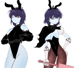 artist_request bunny_ears bunny_girl bunnysuit deltarune kris_(deltarune) kris_female_(deltarune) multiple_outfits