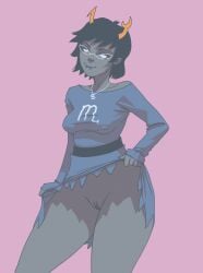 1female 1girl 1girls 2014 alien alien_girl alien_humanoid aranea_serket artist_request black_hair breasts child_bearing_hips color colored dancestor dress dress_lift eyewear eyewear_on_head fangs fangs_out female female_only front_view glasses glasses_on_head gray_body gray_skin grey_body grey_skin hair hips hips_wider_than_shoulders homestuck homestuck_troll horns humanoid humanoid_genitalia humanoid_hands humanoid_pussy legs lifting_dress lifting_own_clothes lifting_skirt ms_paint_adventures necklace nipple_bulge nipples nipples_visible_through_clothing no_artist_signature orange_horns pink_background presenting presenting_pussy pussy pussy_lips pussy_peek short_hair showing_off showing_pussy simple_background small_breasts smile smiling solo solo_female spider_girl thick thick_legs thick_thighs thighs topwear topwear_only white_pupils white_sclera