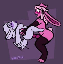 1boy 1futa 1girls ahe_gao animal_genitalia animated anthro anthro_on_anthro anthro_penetrated anthro_penetrating bell_collar blush breasts buckteeth bunny_ears bunny_tail chinchilla chinchillid chubby_female crazy_eyes crazy_smile cum cum_drip cum_inside cum_splatter cum_spurt cumming cumming_while_penetrating deedee_(woxhex) demon demon_horns digitigrade drool drooling fast_thrusts female femboy fleshlight fleshlight_position fluffy fluffy_tail furry futa_on_female futanari genderfluid grinning gritted_teeth heart-shaped_pupils horns huge_ears intersex knotted_penis knotting lagomorph lagomorph_humanoid long_ears lust_demon male male_on_female motion_lines original_character paws pink_body pink_fur pink_hair pink_skin purple_eyes purple_tongue rabbit rabbit_ears rabbit_humanoid rabbit_tail red_eyes rough_sex seven_deadly_sins shortstack size_difference smaller_penetrated stand_and_carry_position thigh_highs thrusting wagging_tail white_body white_fur white_hair white_skin woxhex587 yandere_eyes