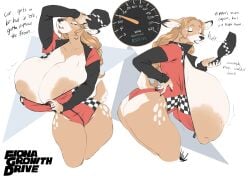 big_ass big_breasts breast_expansion breasts bubble_butt cleavage dullvivid fiona_fawnbags_(dullvivid) huge_ass huge_breasts hyper_breasts nipples race_queen tagme thick_thighs wide_hips