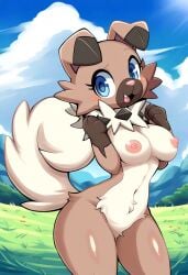 ai_generated breasts nude nude_female pokemon pokemon_(species) pussy rockruff tagme tagme_(artist)